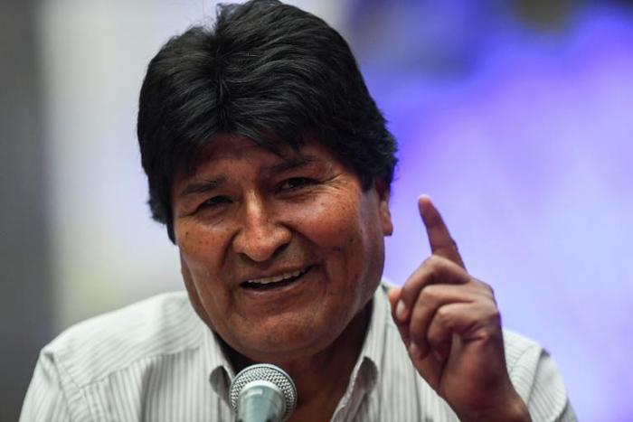 Bolivian ex-President Evo Morales speaks during a press conference at the Museum of the City of Mexico on November 13, 2019