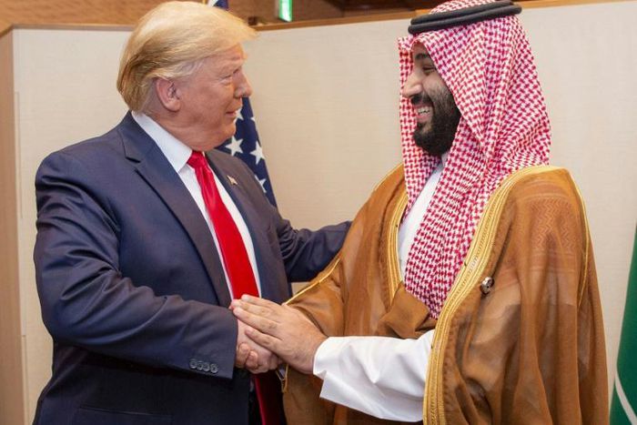 US President Donald Trump, pictured with Saudi Crown Prince Mohammed bin Salman at the G20 summit in Japan in June 2019