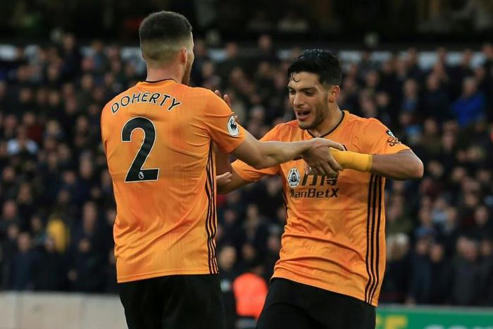 Raul Jimenez (right) and Matt Doherty (left) combined to secure Wolves a 1-1 draw with Sheffield United