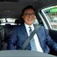 New Zealand Prime Minister Jacinda Ardern driving US talk show host Stephen Colbert after picking him up from the airport in Auckland