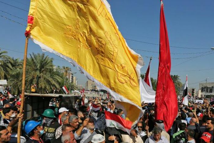 Iraqi protesters gather at Tahrir Square for anti-government demonstrations in the capital Baghdad