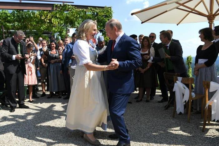 Karin Kneissl, the foreign minister in Austria's last administration was photographed dancing with Russian President Vladimir Putin at her wedding, causing widespread derision in the small Alpine country