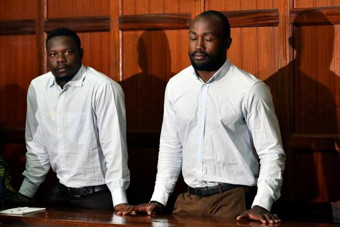 Alex Olaba and Frank Wanyama, seen in the dock, were both handed jail terms of 15 years over the rape of a singer