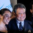 Mexican singer Jose Jose is shown here in 2004 accompanied by his children Jose Joel (R) and Marysol Sosa (L), who have voiced anger over their father's apparently missing body