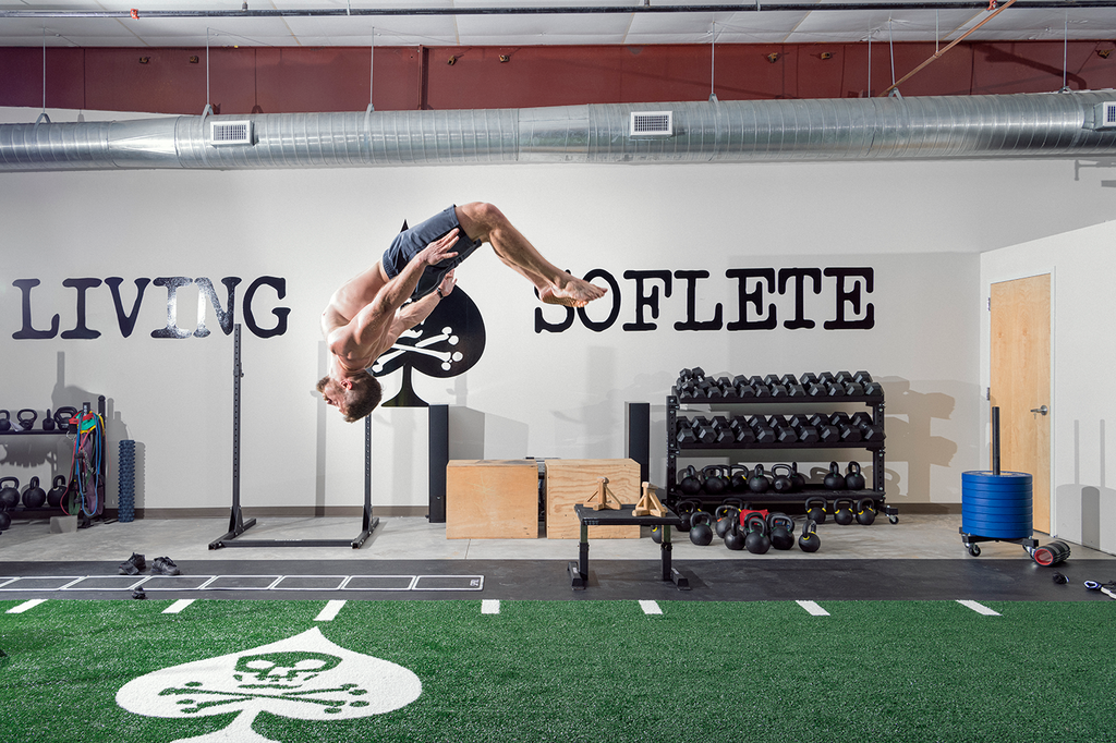 <strong>FLIP OUT</strong> Hines celebrates the end of the workout.