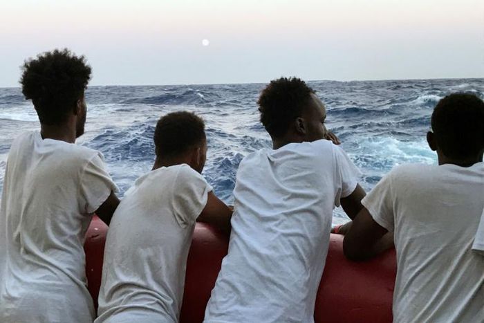 Looking for a safe harbour: Migrants onboard the Ocean Viking rescue ship