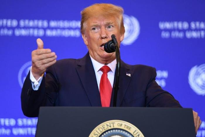 US President Donald Trump holds a press conference after taking part in the UN General Assembly