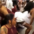 Overexcited bride displays her underwear in a crazy twerking at wedding reception