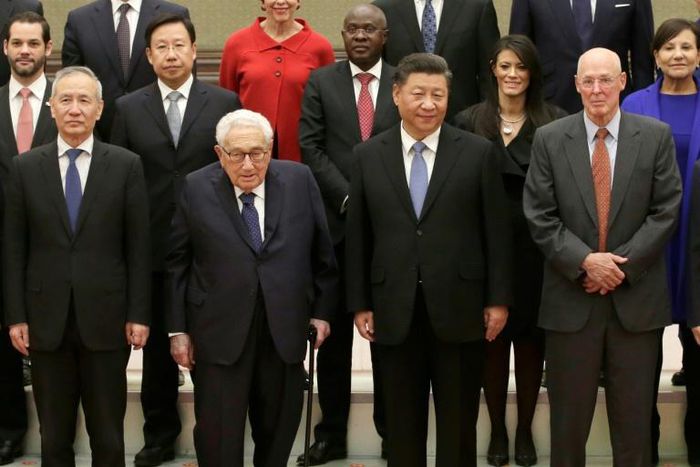 China's President Xi Jinping met former US secretary of state Henry Kissinger and former US treasury secretary Henry Paulson among others at Beijing's Great Hall of the People