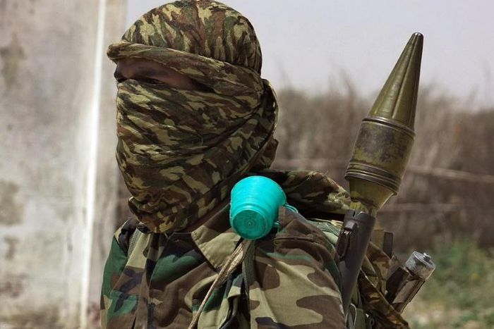 A fighter loyal to the Shabaab, a jihadist group that controls swathes of Somali countryside, drills in a village near Mogadishu in February 2011