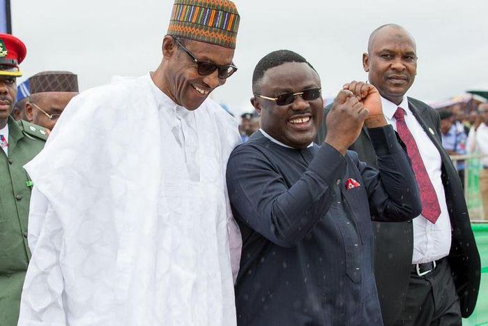 President Muhammadu Buhari and Governor Ben Ayade [NairaLand Forum]