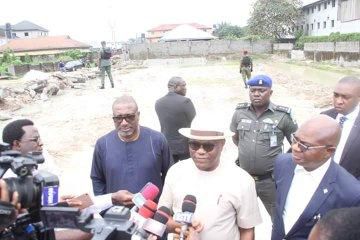 Wike at a building site in Port Harcourt