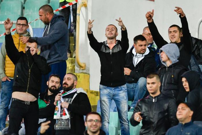 Bulgarian fans showed their disapproval as they asked to behave during one of two first-half interruptions to the game against England