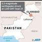 Map locating a 5.2 magnitude earthquake that struck near the Kashmiri city of Mirpur in Pakistan.
