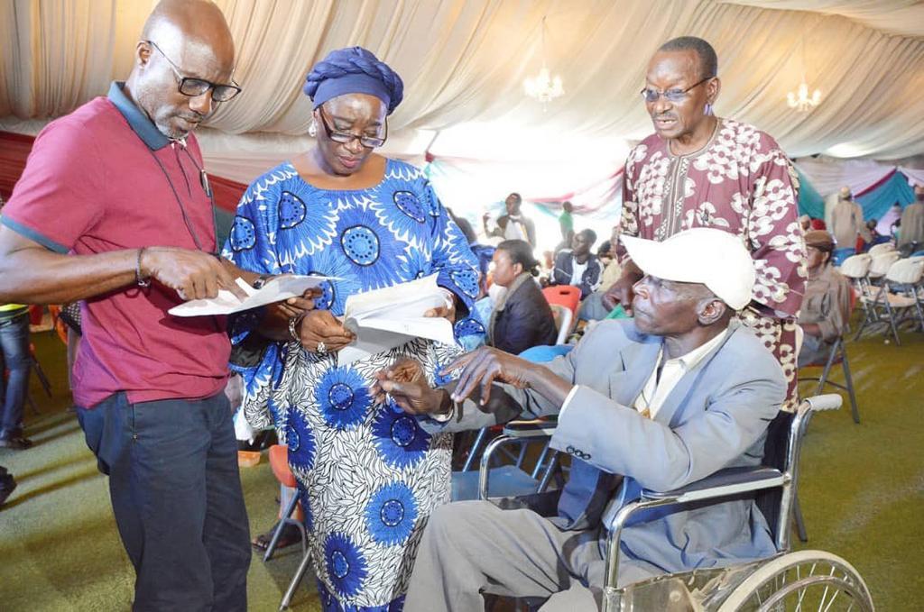 Dr Chioma Ejikeme, the Executive Secretary of the Pension Transitional Arrangement Directorate (PTAD) engages with pensioners. [Twitter/@PTADNigeria]