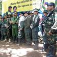 This screen grab taken from YouTube shows former senior commanders of the FARC rebel army announcing that they are taking up arms again