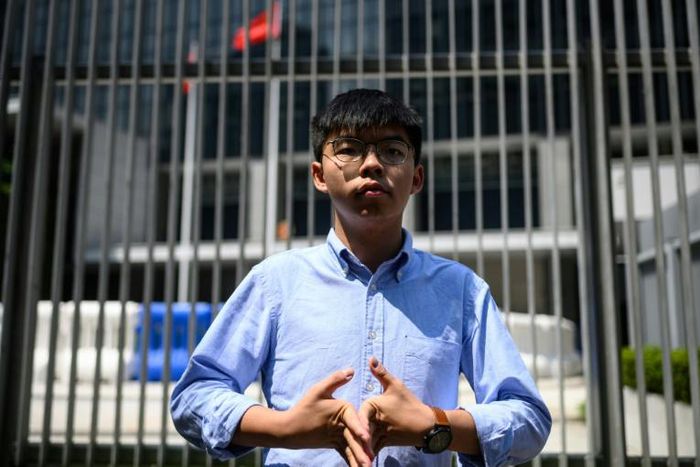 (FILES) In this file photo taken on September 28, 2019 pro-democracy activist Joshua Wong is pictured in Hong Kong; Amnesty International has backed Wong's plea to end German military training with China