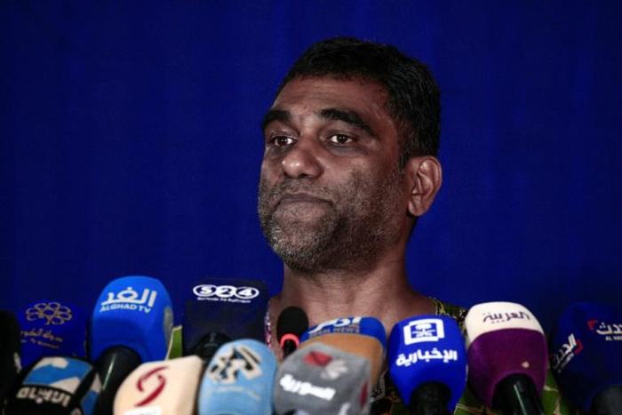Secretary-General of Amnesty International Kumi Naidoo speaks during a press conference in Sudan's capital Khartoum on Friday