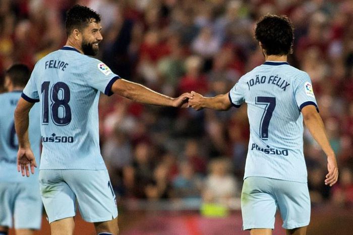 Joao Felix (right) scored Atletico Madrid's second goal in a 2-0 win over Real Mallorca on Wednesday