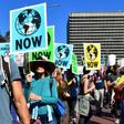 Activists march through downtown Los Angeles in November 2019 in a climate change rally addressed by teenage Swedish activist Greta Thunberg