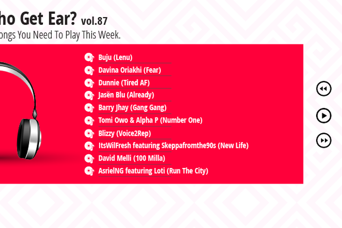 Who Get Ear Vol. 87 featuring Davina Oriakhi, Buju, AsrielNG, Wil Fresh and so forth. (Pulse Nigeria)