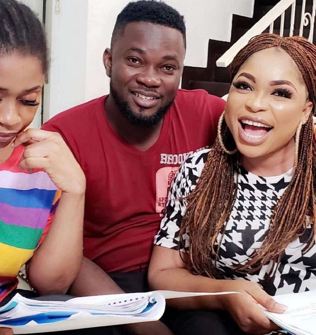 Dauda Gida and Kemi Afolabi on the set of new movie, '2 can play that game' [Instagram/gidabless]