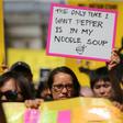 One London marcher's protest asgainst the Hong Kong police's use of pepper spray against protesters