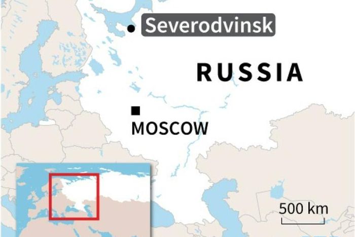 Map of Russia locating explosion in Severodvinsk.