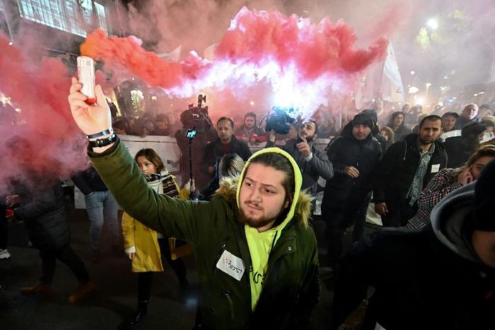 Up to 20,000 opposition supporters rallied in the Georgian capital Tbilisi on Monday, urging the government to resign
