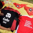 Street vendors offers jerseys urging the release from jail of former Brazilian President Luiz Inacio Lula da Silva; his girlfriend Rosangela da Silva tweeted on November 8, 2019 'I'm coming for you, wait for me'