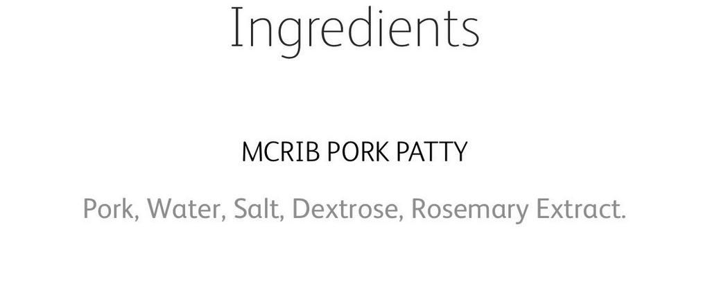 McDonald's McRib sandwich ingredients