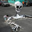 Sculptures built out of cardboard and rocks were built by a group of artists