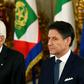 Italy's President Sergio Mattarella (L) and Italy's Prime Minister Giuseppe Conte attend the swearing-in ceremony of the new government
