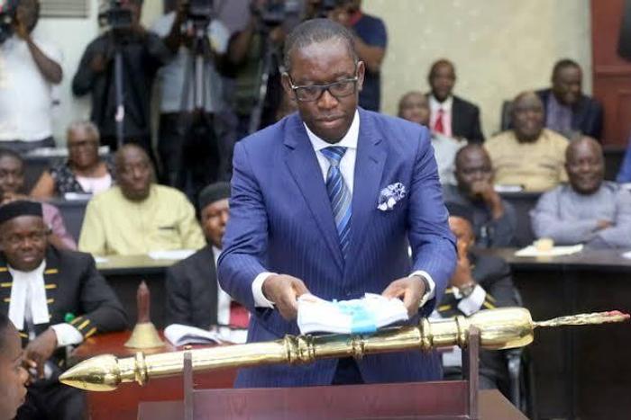 Gov Ifeanyi OKowa of Delta presenting the budget (HallaNaija Blog)