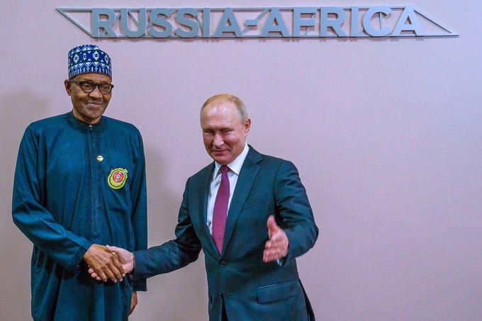 President Buhari and Vladmir Putin meet in Sochi, Russia (Tolu Ogunlesi, Presidency)
