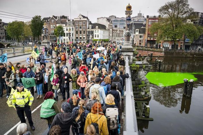 Police arrested some 130 Extinction Rebellion climate change protestors in central Amsterdam