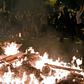 Protesters set fire to barricades during a protest in Barcelona on October 16