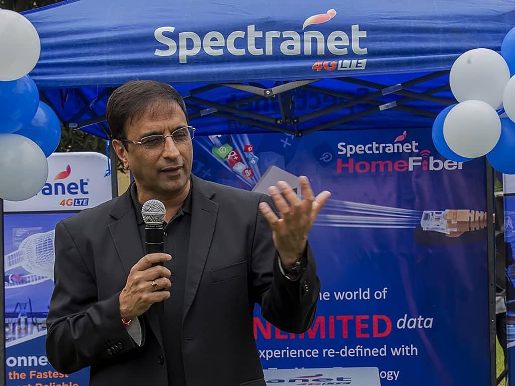 Chief Executive Officer, Spectranet 4G LTE, Ajay Awasthi discussing the benefits of Spectranet Home Fibre and Fibre on Air internet services at the event.