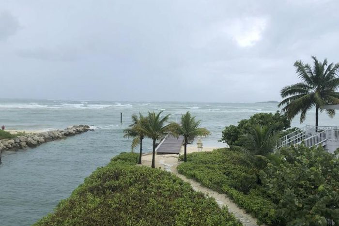 A view of the waves near the beach during the approach of Hurricane Dorian on September 1, 2019 in Nassau, Bahamas