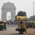A thick smog engulfed Delhi's landmarks such as the capital's India Gate