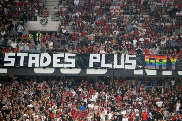 Nice fans goaded officials during their 2-1 defeat by Marseille with a series of homophobic chants and banners