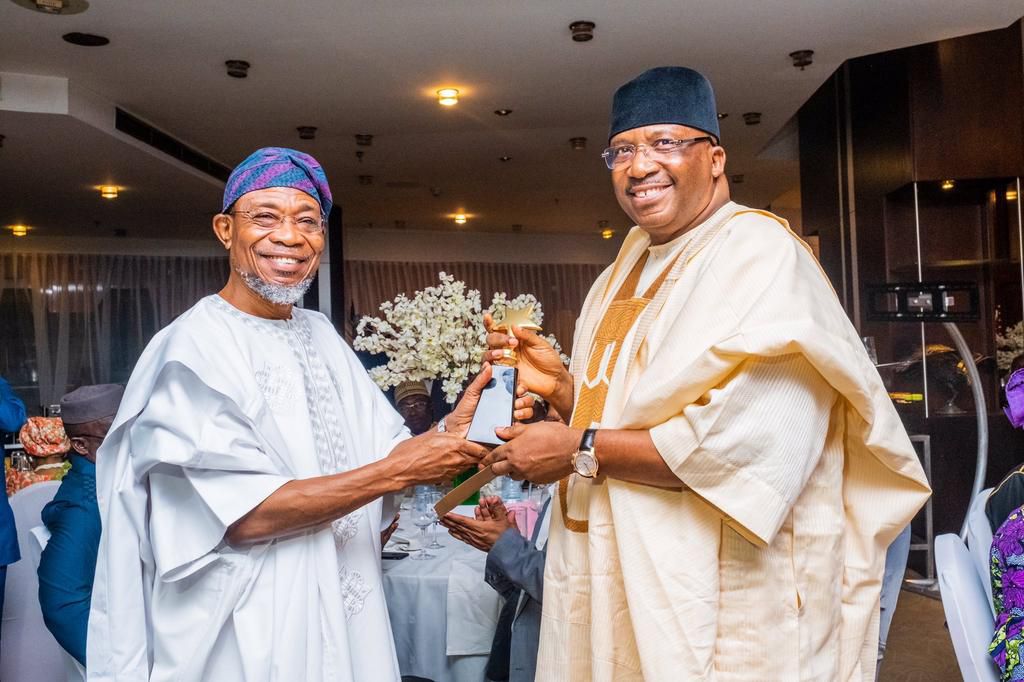 The Minister of Interior, Ogbeni Rauf Aregbesola and his predecessor, Lt.- Gen. Abdulrahman Dambazau [Twitter/@raufaregbesola]