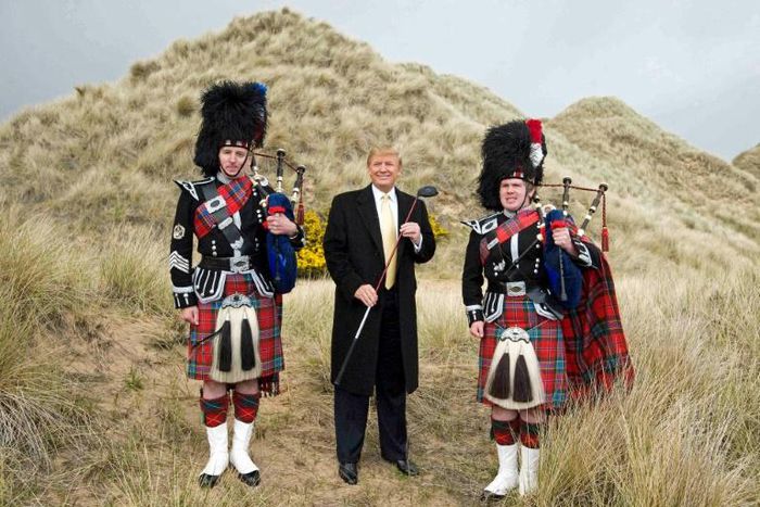 Trump during construction of his golf course on the Menie Estate near Aberdeen in 2010