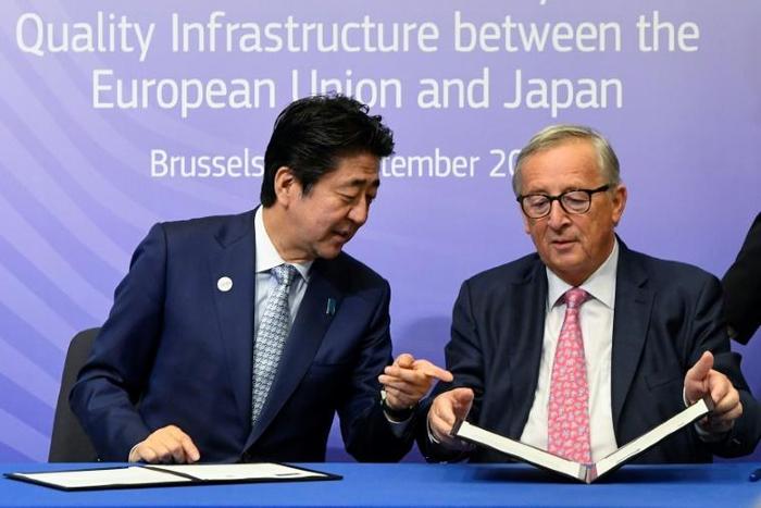 Conscious of China's ambitions with its Belt and Road programme, Japanese Prime Minister Shinzo Abe and European Commission Jean-Claude Juncker inked their accord on coordinating major projects connecting Europe and Asia