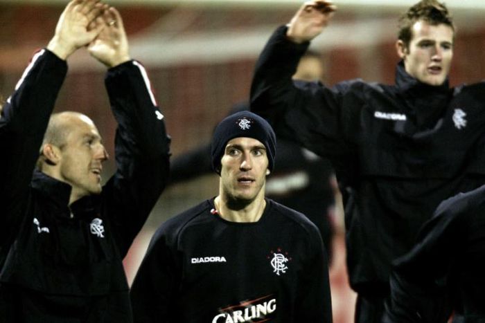 Fernando Ricksen (centre) pictured during his time at Scottish Premiership club Rangers