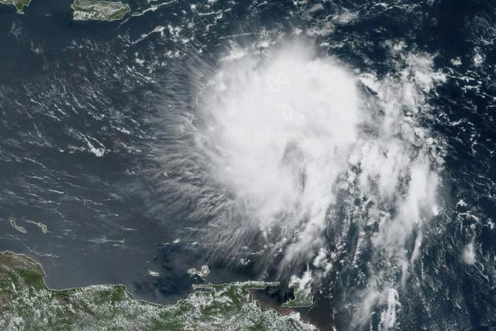 This satellite image obtained from NOAA/RAMMB, shows Tropical Storm Dorian as it approaches the Caribbean at 16:30 UTC on August 27, 2019