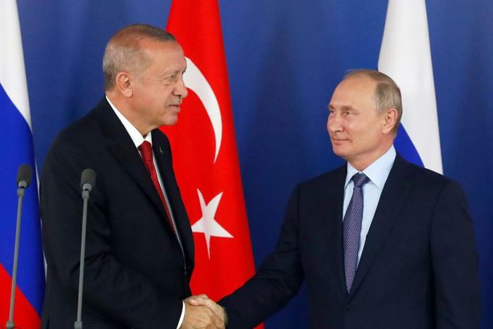 Turkish President Recep Tayyip Erdogan met with his Russian counterpart Vladimir Putin near Moscow on Tuesday