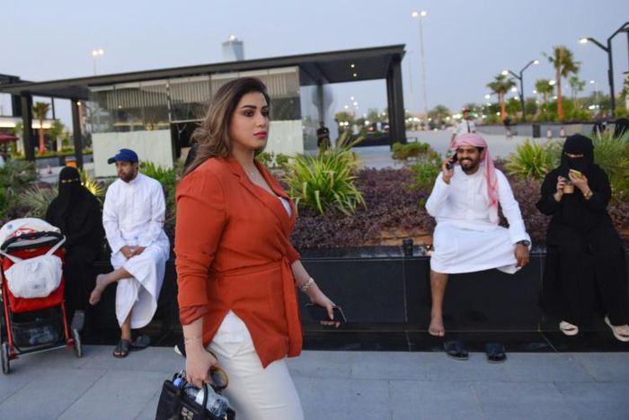 Mashael al-Jaloud, 33, has stopped wearing the all-covering abaya except at work