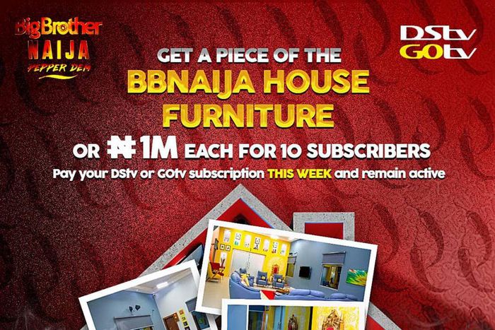 Biggie is giving away ALL furniture in the Pepper Dem House or N1m cash to lucky DStv and GOtv customers this week!