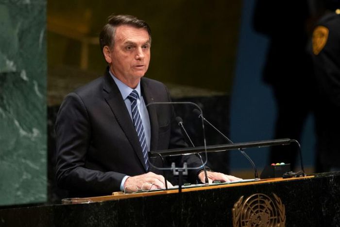 Jair Bolsonaro, President of Brazil, tells UN General Assembly that the Amazon rainforest is sovereignt territory
